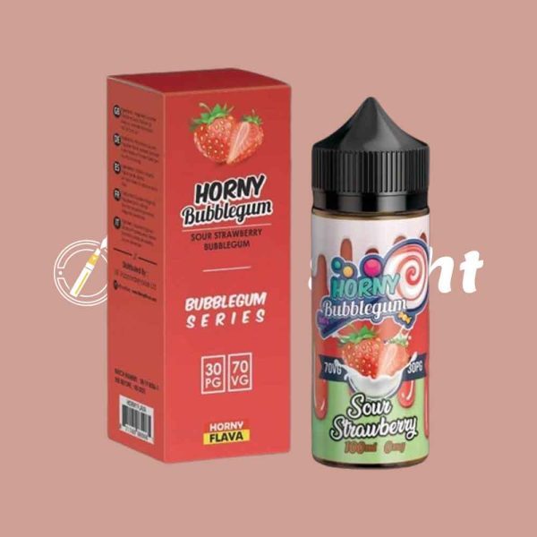 Horny Bubblegum Sour Strawberry 100ml E Liquid by Horny Flava